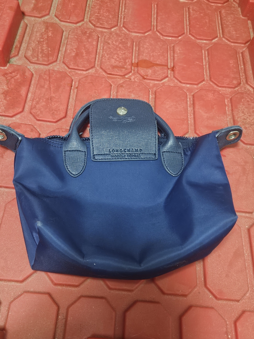 Longchamp Navy Small Nylon Top-Handle Mini Bag
